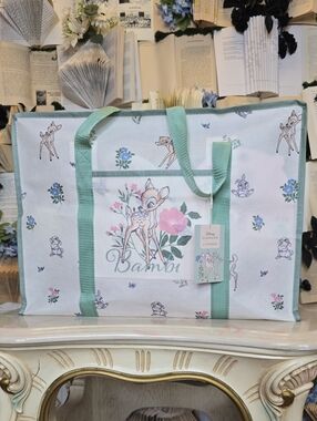 NWT Primark X Disney Bambi Extra Large Zip Tote White & Green